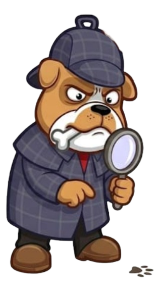 Mascote detetive com lupa
